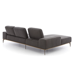 Schillig Ecksofa Run 16555 in grauem Leder V5239 mit goldenen Metallfüssen, moderne Polsterecke von hinten