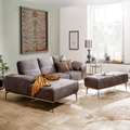 Schillig Ecksofa RUN in Grau mit Ottomane, Messingfüssen und Wohnzimmer-Ambiente