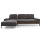 W.Schillig Ecksofa Run 16555 in dunkelgrauem Leder V5239 mit Récamiere links und goldenen Metallfüssen