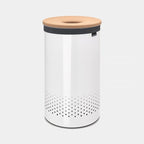Brabantia Wäschekorb 60L in Weiss mit Korkdeckel und Lüftungslöchern – modernes Design für Bad & Hauswirtschaft