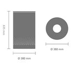Brabantia Wäschekorb 60L technische Zeichnung: Maße 635mm Höhe, 380mm Durchmesser
