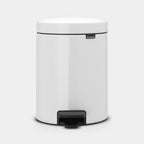 Brabantia NewIcon Treteimer 5L in Weiss mit Fusspedal und sanft schliessendem Deckel
