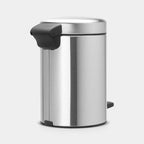 Brabantia NewIcon Treteimer 3L in mattem Stahl – moderner Abfalleimer mit Pedal und Soft-Close-Deckel
