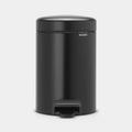 Brabantia NewIcon Treteimer 3L in Matt Schwarz – eleganter Badezimmer-Abfalleimer mit Fußpedal