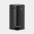 Brabantia NewIcon Treteimer 3L in Matt Schwarz – eleganter Badezimmer-Abfalleimer mit Fußpedal
