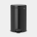 Brabantia NewIcon Treteimer 12L in Matt Schwarz – eleganter Küchen-Abfalleimer mit Pedal