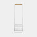 Brabantia Kleiderständer Linn Weiss mit Holzstange und 2 Ablagegittern aus Metall