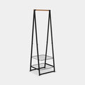 Brabantia Kleiderständer Linn in Schwarz mit Holzstange und zwei Ablagegittern