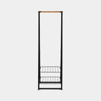 Brabantia Kleiderständer Linn in Schwarz mit Holzstange und 2 Drahtablagen für Schuhe