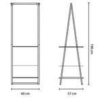 Brabantia Kleiderständer Linn Schwarz – technische Zeichnung mit Maßen: 60 cm breit, 57 cm tief, 190 cm hoch