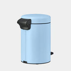 Brabantia Treteimer NewIcon 3L in Dreamy Blue – runder Abfalleimer mit Pedal und schwarzem Griff