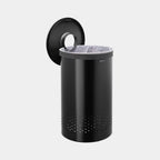 Brabantia Wäschekorb 60L in Schwarz mit abnehmbarem Deckel und Lochdesign, modernes Badezimmer-Accessoire