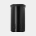 Brabantia Wäschekorb 60L in Schwarz mit Deckel und Belüftungslöchern, elegantes zylindrisches Design