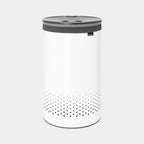 Brabantia Wäschekorb 60L in Weiß mit grauem Deckel und Belüftungslöchern – modernes Design