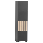 Schildmeyer Schieberegal Hank in Schwarz mit Holzlamellen - modernes Wohnzimmermöbel