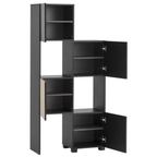 Schildmeyer Schieberegal Hank in Schwarz mit offenen Fächern und Türen, modernes Regaldesign