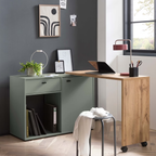 Schildmeyer Tiny Working Schreibtischkommode: Moderner Schreibtisch mit Stauraum in Grün und Holz