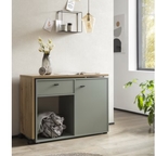Schildmeyer Tiny Working Schreibtischkommode mit grünen Türen und Schubladen, moderne Büromöbel