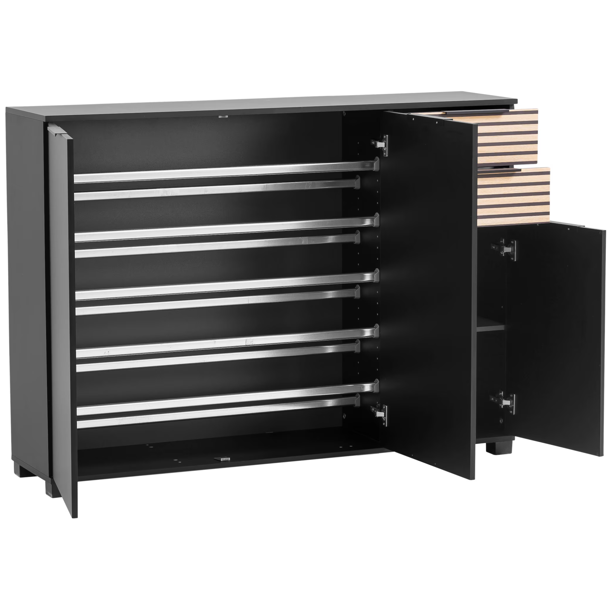 Schildmeyer Schuhschrank Raya schwarz - geräumiger Schrank mit Schubladen und Türen