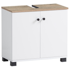 Schildmeyer Badezimmerschrank Layaboy Balto weiß mit Holzplatte und Türen