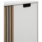 Schildmeyer Highboard Ryker Cancun Weiß mit Holzfronten und schwarzem Griff, modernes Design.