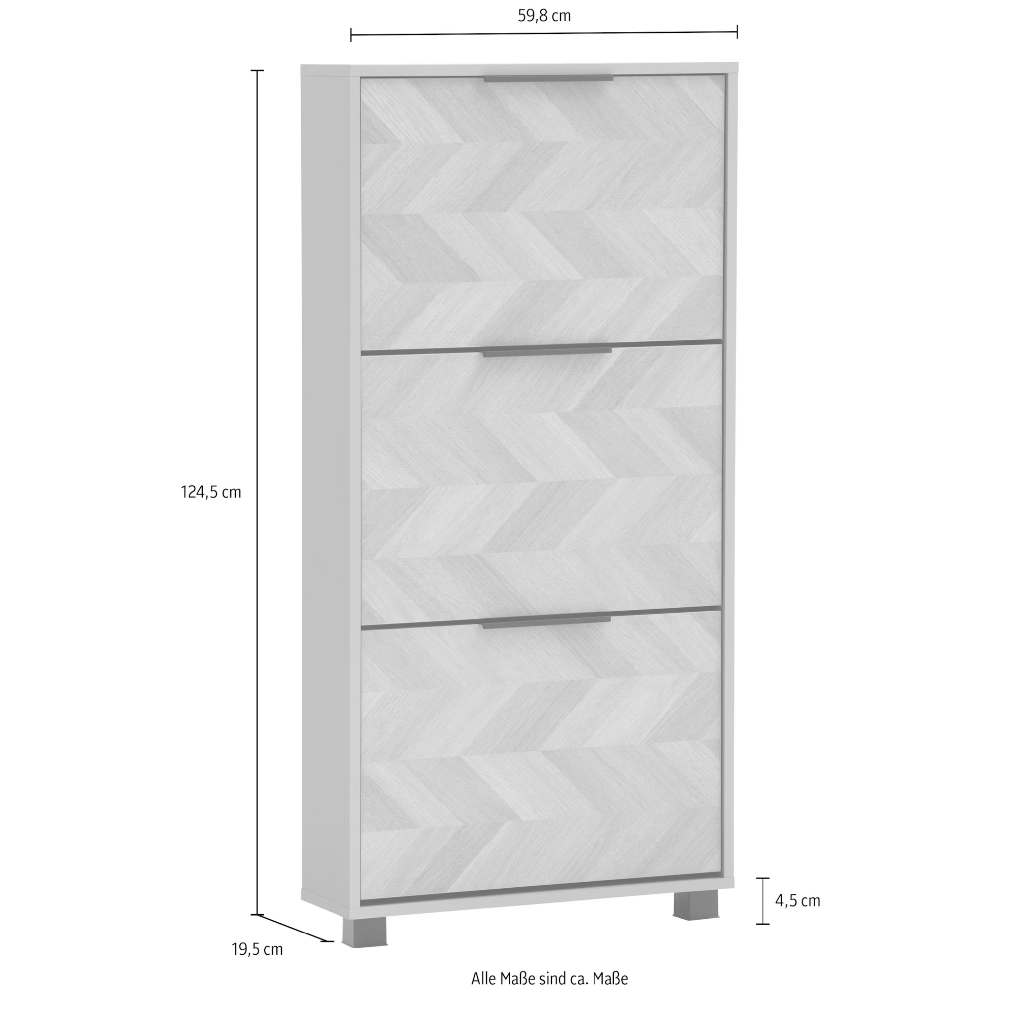 Schildmeyer Piazza Schuhschrank Natur mit 3 Klappen, 59,8x124,5 cm, modernes Design