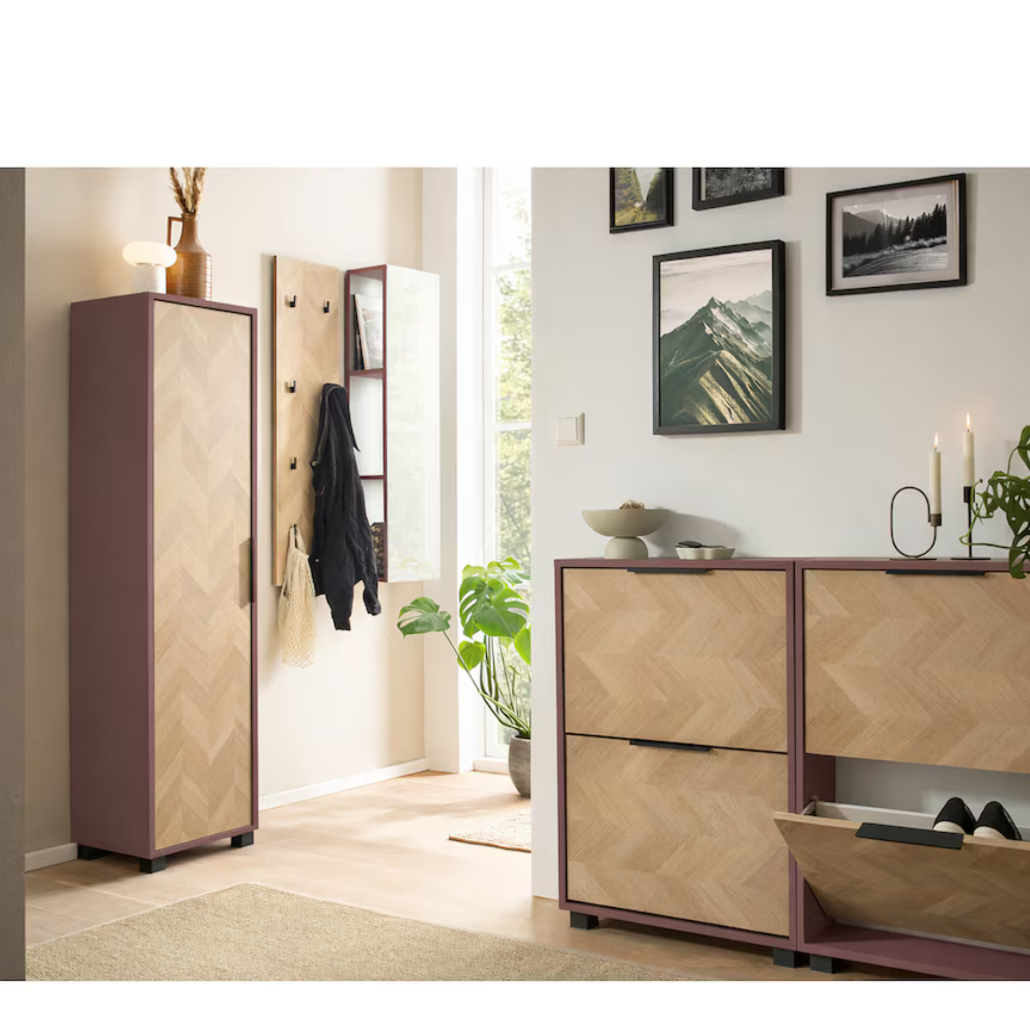 Schildmeyer Piazza Schrank H400 Natur - Moderner Flurschrank mit Garderobe und Schubladen