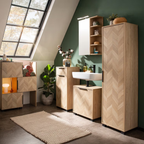Schildmeyer Piazza WBU500 Eiche Natur - Modernes Wohnzimmermöbel Set mit Schränken und Regalen