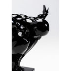 Schwarze glänzende Athleten-Skulptur in Startposition, dekorative Kunstfigur aus Kunstharz