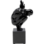 Schwarze glänzende Athleten-Skulptur auf Sockel, kauernde Figur, KARE Design Deko-Objekt