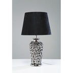 Kare Design Tischlampe Rose Multi mit silbernem Rosendekor-Sockel und schwarzem Samtschirm
