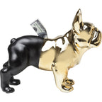 Kare Spardose Bulldogge Gold Schwarz mit Geldschein-Einwurfschlitz, dekoratives Keramik-Sparschwein