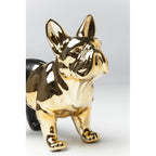 Kare Deko-Figur Bulldogge aus Keramik in Gold und Schwarz, glänzende Oberfläche, stilvolle Wohndekoration