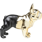 Kare Deko-Figur Bulldogge in Gold und Schwarz, glänzende Keramik-Skulptur French Bulldog stehend