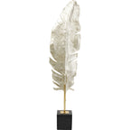 Kare Dekofeder Gold Silber 147cm – elegante Metallfeder auf schwarzem Marmorsockel mit goldenem Stiel