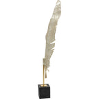 Kare Dekofeder Gold 147cm auf schwarzem Marmorsockel – elegante Wohnaccessoire-Skulptur