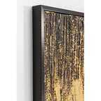 Abstraktes Wandbild Schwarz Gold mit strukturierter Textur im schwarzen Rahmen – KARE Design