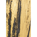 Abstraktes Wandbild in Schwarz und Gold mit strukturierter Acryl-Textur und dynamischen Farbverläufen