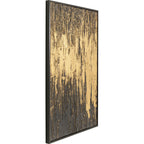 Abstraktes Wandbild schwarz gold mit strukturierter Oberfläche und schwarzem Rahmen von KARE Design