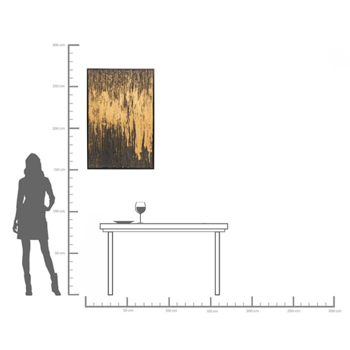 Tableau abstrait encadré, noir et or, 80 x 120 cm, KARE