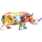 Kare Deko-Figur Nashorn bunt bemalt mit Farbverlauf in Regenbogenfarben, moderne Wohndekoration