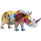 KARE Deko-Figur Nashorn mit buntem Farbverlauf in Regenbogenfarben, modernes Kunstobjekt aus Kunstharz