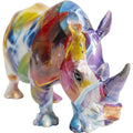 Kare Deko-Figur Rhino – buntes Nashorn-Objekt mit mehrfarbigem Graffiti-Muster, modernes Wohnaccessoire