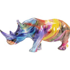 KARE Deko-Figur Nashorn mit buntem Farbverlauf in Regenbogenfarben, glänzende Kunstharz-Skulptur