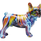 KARE Dekofigur Frenchie Bulldogge bunt, glänzende Kunstharz-Skulptur mit farbenfrohem Graffiti-Muster