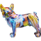 Kare Dekofigur Frenchie Bulldogge bunt – farbenfrohe Kunstharz-Skulptur mit Graffiti-Muster