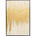 Abstraktes Leinwandbild in Weiß und Gold mit Strukturtextur, 80x120 cm, schwarzer Rahmen – KARE Design