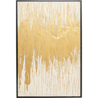 Abstraktes Leinwandbild in Weiß und Gold mit Strukturtextur, 80x120 cm, schwarzer Rahmen – KARE Design