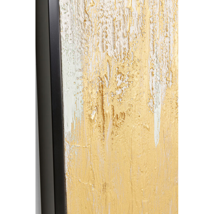 Tableau encadré abstrait blanc/or 80x120 KARE