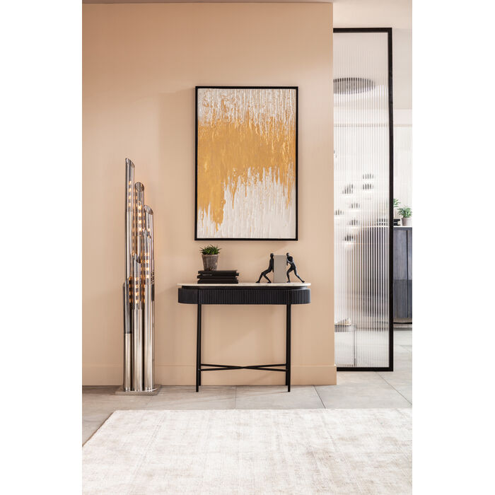 Tableau encadré abstrait blanc/or 80x120 KARE